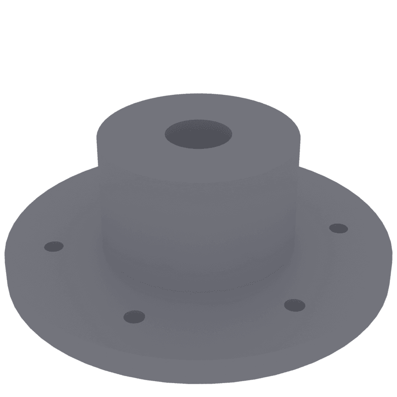 Rendered flanged hub with bolt circle