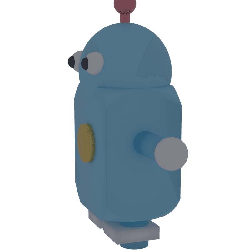 vcad mascot — a friendly robot built from CSG primitives